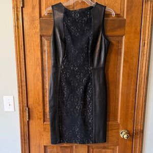 Antonio Melani Chic Black Lace and Leather Mini Dress